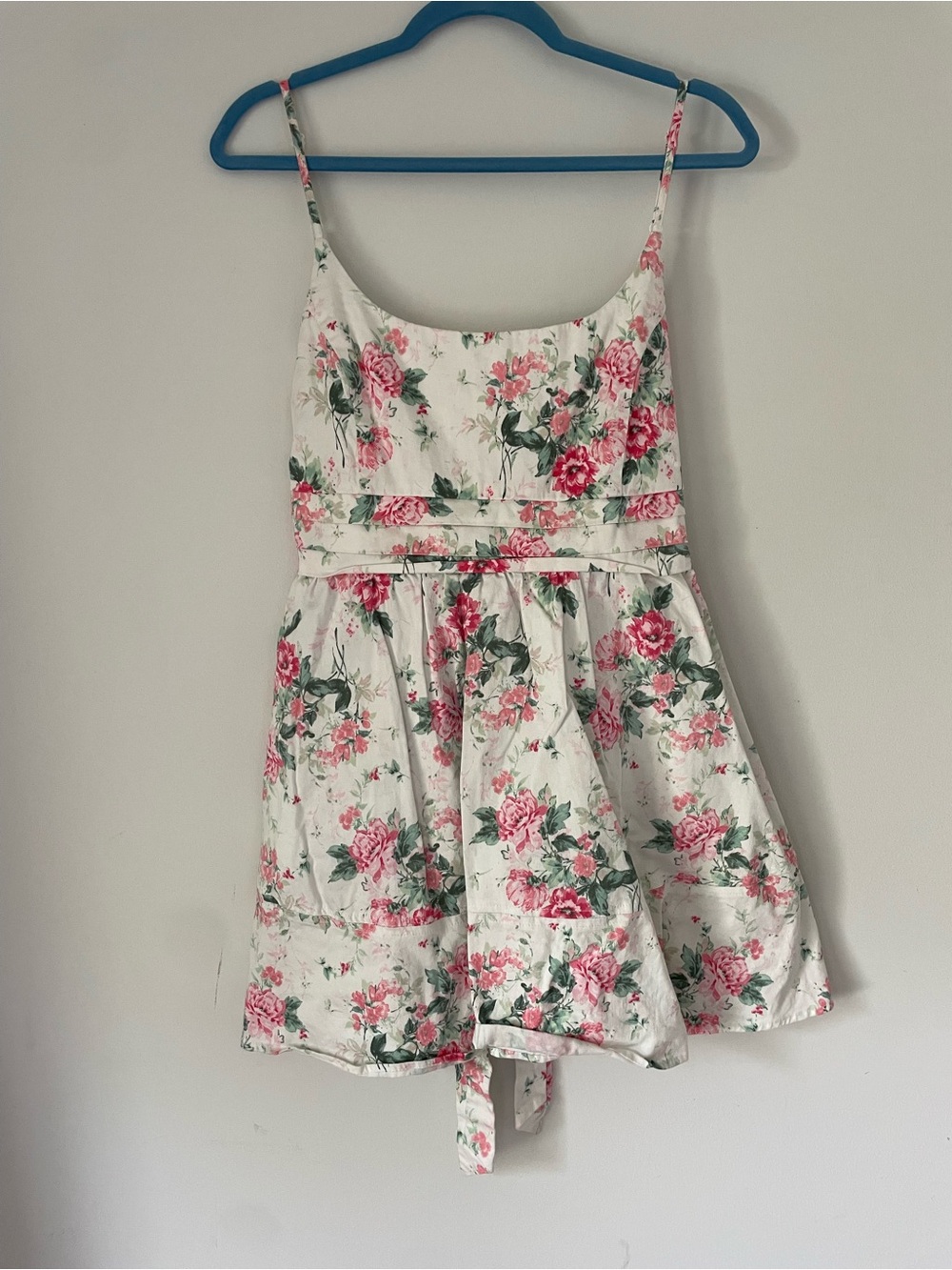 Miami White Dress with Pink Floral Pattern